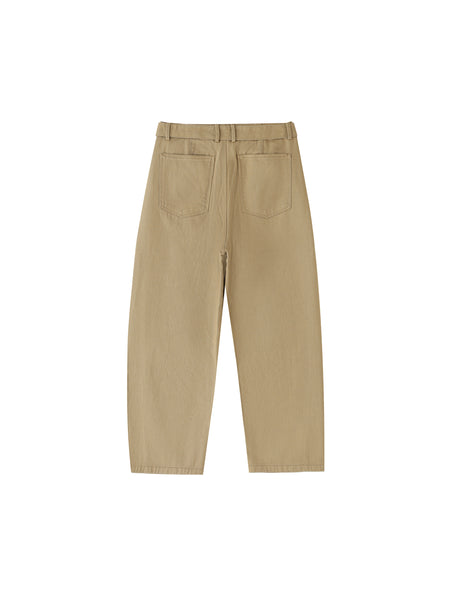 Twisted-Seam Belted Curved-Blade Pants