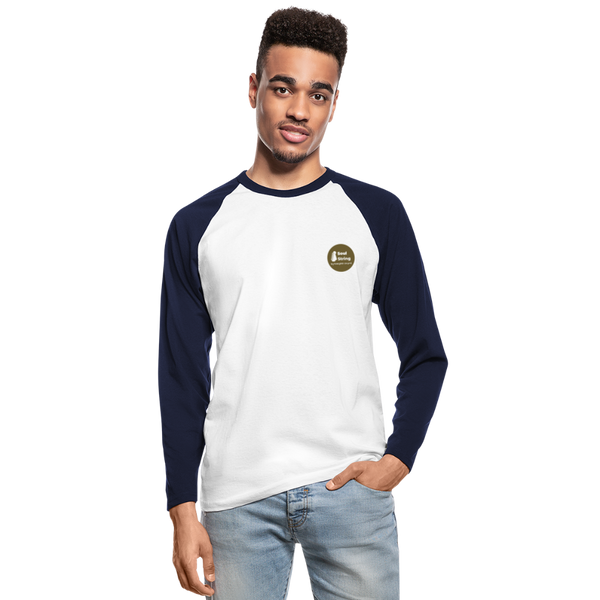 Soul String Men’s Long Sleeve Baseball T-Shirt - white/navy