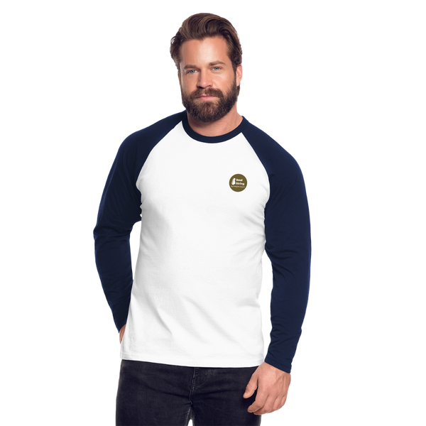 Soul String Men’s Long Sleeve Baseball T-Shirt - white/navy