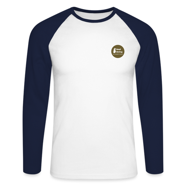 Soul String Men’s Long Sleeve Baseball T-Shirt - white/navy