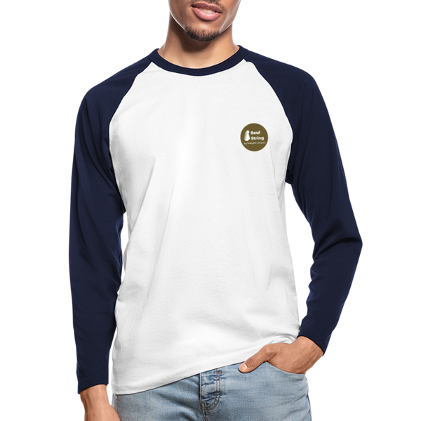 Soul String Men’s Long Sleeve Baseball T-Shirt - white/navy