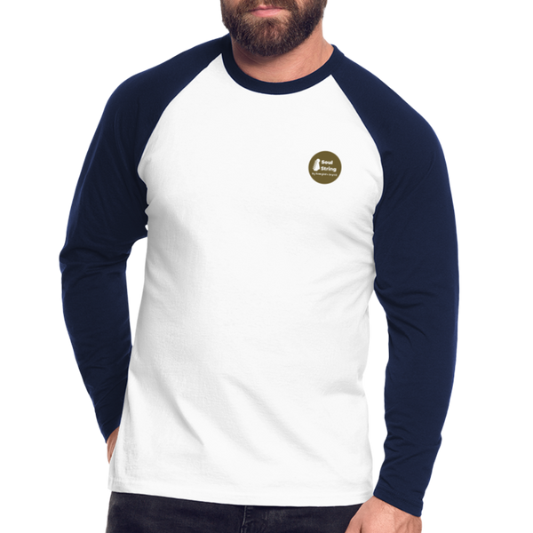 Soul String Men’s Long Sleeve Baseball T-Shirt - white/navy