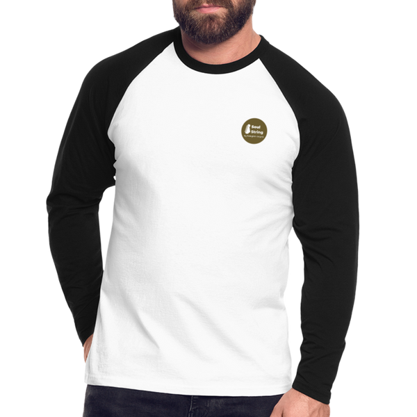 Soul String Men’s Long Sleeve Baseball T-Shirt - white/black