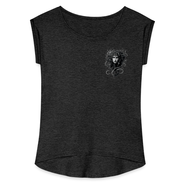 Pennyhill's Regret Blind Women’s T-Shirt with rolled up sleeves - heather black