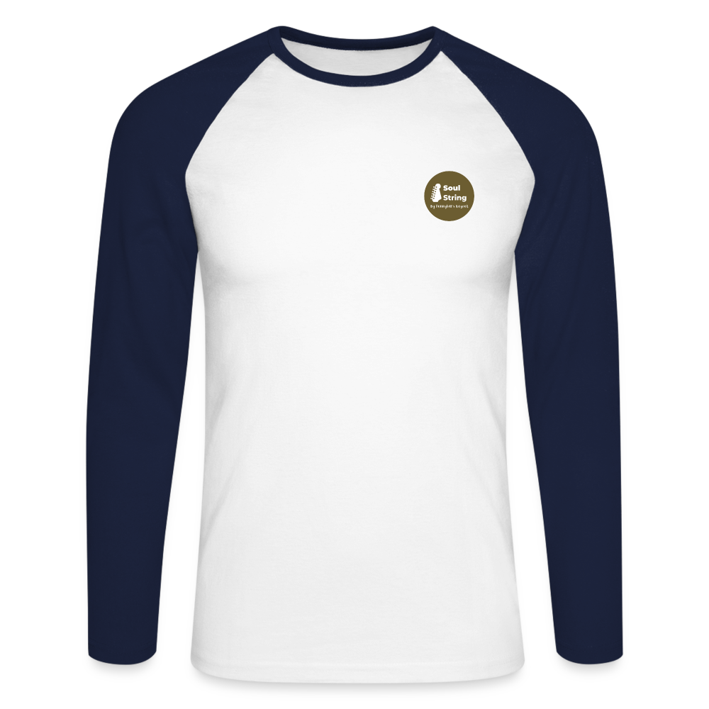 Soul String Men’s Long Sleeve Baseball T-Shirt - white/navy