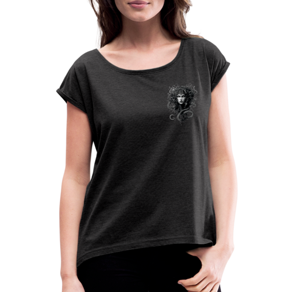 Pennyhill's Regret Blind Women’s T-Shirt with rolled up sleeves - heather black